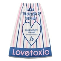 ストライプ柄ロゴ＆ハートデザインふわモコ巻タオル