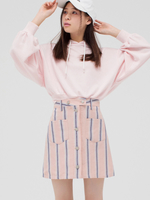 WEGO/リネンフロントダブルボタンタイトミニスカート