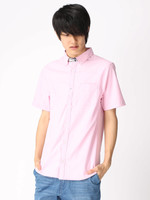 2018春夏商品【ストレッチ】オックスパイピング半袖シャツ(ボタンダウン)