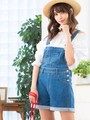 WEGO/デニムオーバーオールショーツ