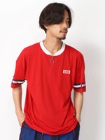WEGO/リングハーフジップスリーブラインTシャツ