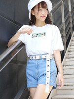 WEGO/ボタニカルボックスロゴプリントTシャツ