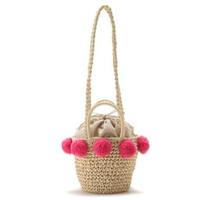 【24%OFF】ポンポンモチーフつきかごポシェット