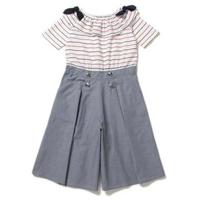 【50%OFF】【キッズサイズ向け】オフショルボーダーガウチョコンビネゾン
