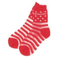 【50%OFF】シアーボーダー柄ロゴ入りソックス