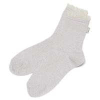 【50%OFF】チュールフリルつきラメリブ編みショートソックス