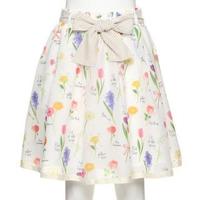 【50%OFF】リボンベルトつきフラワースカート