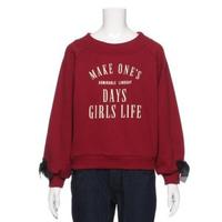 【50%OFF】ロゴ入りリボンつきパフスリーブ裏毛トレーナー