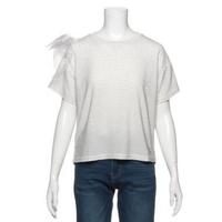 【50%OFF】肩リボンつきラメボーダー柄Tシャツ