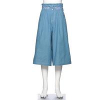 【50%OFF】刺しゅう入りハイウエストガウチョパンツ