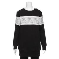 【50%OFF】部分レース使い裏毛ロングトレーナー