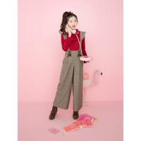 サスつきレースアップチェック柄ワイドパンツ