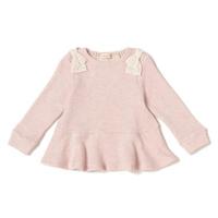 肩リボン裏毛ぺプラムトレーナー