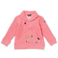 乗り物刺しゅう入りショールカラー裏毛トレーナー