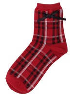 WEGO/リボン付チェック柄ソックス