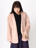 [18AW 新作アイテム]ファーショートカーディガン/ジャケット/ノーカラー