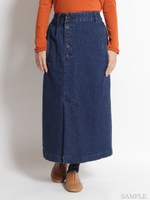 11オンスストレッチデニム・ツイルストレッチ スカート/ネイビー
