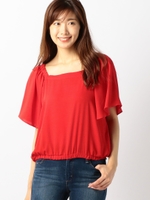 3WAYフレアスリーブブラウス/アカ