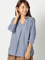 CVC抜き襟シャツチュニック/青系