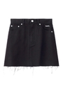 DENIM FRINGE SKIRT/ブラック