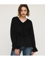 FINE COLE BALLOON SLEEVE TOPS/BLK