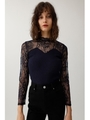 LACE KNIT COMBI トップス/NVY