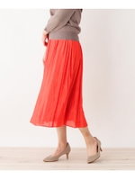 LAVEANGE サテンギャザースカート/レッド(062)