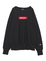 MILKFED. X CHAMPION BAR CREW SWEAT/ブラック