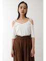 OPEN SHOULDER RIBBON トップス/O/WHT1