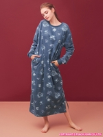 PJ/グッドスリーピィフラワーフリースマキシワンピ/ネイビー