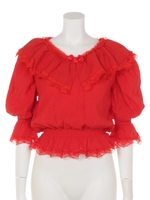 PN V-neck ribbon TOPS/レッド