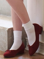 Vカットリボンパンプス/ボルドー