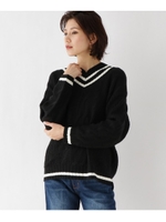 Vネックチルデンニットプルオーバー/ブラック(019)