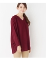 Vネックニットチュニック/ワインレッド(063)