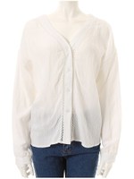 Vネックラインデザインブラウス/ホワイト