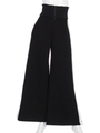WAIST RIB WIDE PANTS/BLACK×WHITE