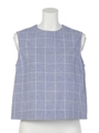 [BED&BREAKFAST]BLUE CHECK Sleeveless Top/LtBLUE