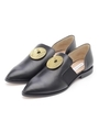 [GREED]MOON BUTTON SMOOTH SHOES Flat/BLACK