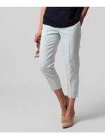 [L]【洗える】クロップドストレッチパンツ/ライトブルー(091)