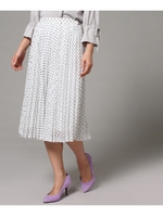 [L]ドットプリーツロングスカート/ホワイト(101)