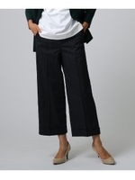 [L]メリノストレッチ セミワイドクロップトパンツ/チャコールグレー(314)