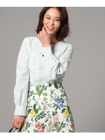 [L]レースミックスブラウス/ライトグリーン(021)