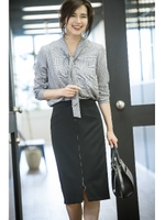 [WEB限定商品][ウォッシャブル]フロントジップスカート/ブラック(010)