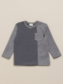 [baby]ボーダー切替長袖Tシャツ/杢グレー