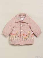 [ベビー]サーモライト中綿フラワー刺繍コート/ピンク