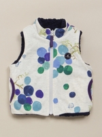 [ベビー]ドットグレーププリントボアリバーシブルベスト/ブルー