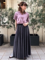 eclatドットロングスカート/ブラック柄