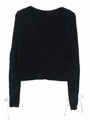 sleeve laceup cardigan/black