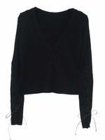 sleeve laceup cardigan/black