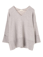 ・VネックBIGニットプルオーバー/杢グレー